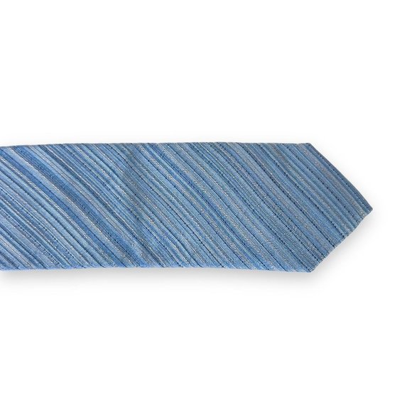 Tino Cosma Men's Tie Size 56.5 x 3.5 Blue Silver Striped 100% Silk Made in Italy - Picture 7 of 11